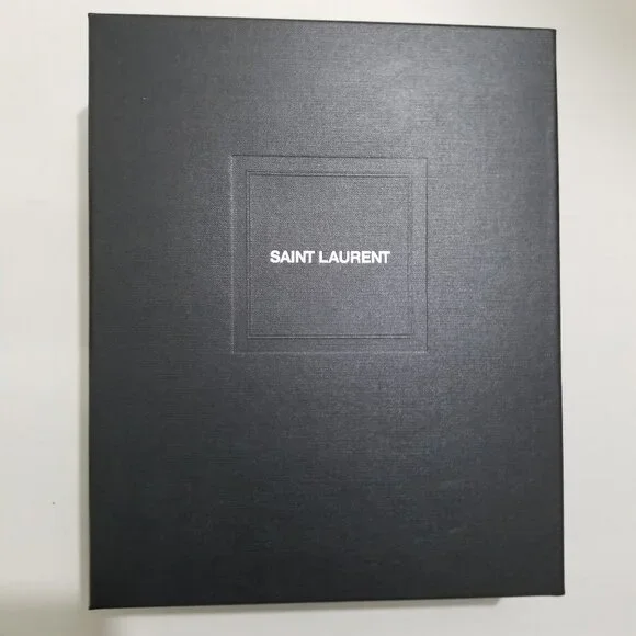 Saint Laurent Brand pouch purse in black with gold label - Picture 9 of 14